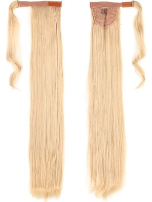 Kaia Life Bağlamalı Düz At Kuyruğu / Balköpüğü Beyaz Platin Röfleli