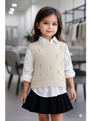 Mihrumay Kız Çocuk Yırtıklı Desenli Süveter