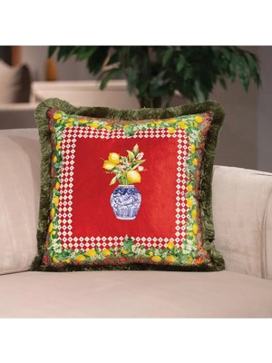 Adawall Renkli Limon Desenli Dekoratif Kırlent