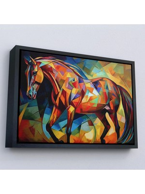 Beta Moda Hub Ahşap Çerçeveli Kübizm Renkli At Tablosu-