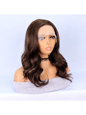 Kaia Life Koyu Kumral Platin Işıltılı Tül Peruk