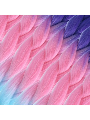 Kaia Life Afrika Örgülük Ombreli Sen  100 Gr. / Mor / Açık Pembe / Açık Mavi