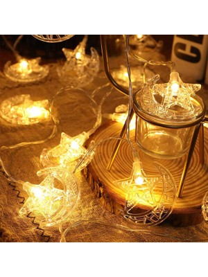 Cngzhn 3m 20 LED 2 Kademeli Ay Yıldız Pilli LED Işık