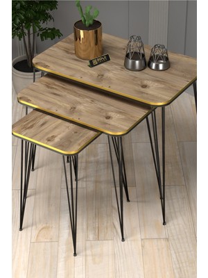 Gold Falez Zigon Sehpa Kr Çift Ceviz Tel Siyah Ayak