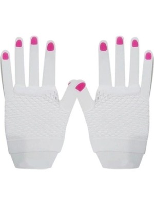 AyrStore Buğz Kısa Beyaz Parmaksız File Eldiven