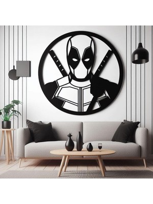 SS Cnc Sscnc Marvel Deadpool Lazer Kesim Dekoratif Duvar Tablosu (40X39 Cm)