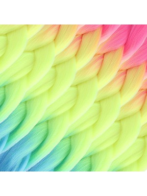 Kaia Life Afrika Örgülük Ombreli Sen  100 Gr. / Fuşya / Neon Sarı / Açık Mavi