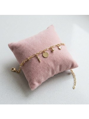Museum Of You Minimalist Kadın 14K Gold Kaplama Charm Bileklik - Çoklu Figür Şans Bilekliği