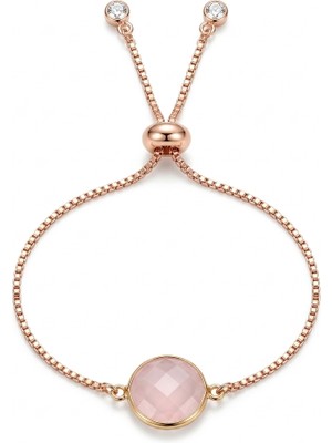 Lila Kuvars Taşlı Rose Asansörlü Bileklik