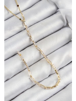 AyrStore Buğz Pirinç Zirkon Taşlı Model Gold Renk Y Kolye