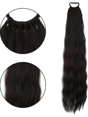 Kaia Life Lastik Tokalı At Kuyruğu Su Dalgalı / Kızıl Kahve