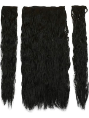 Kaia Life Fiber Sen Kabarık Dalgalı Yarım Ay + 2 Yan Çıt Çıt / Siyah