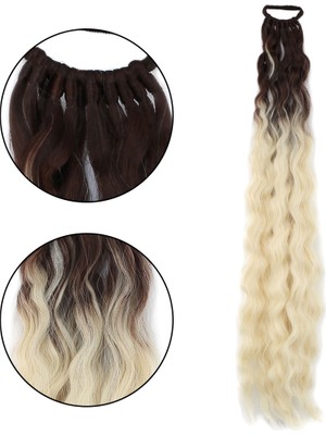 Kaia Life Lastik Tokalı At Kuyruğu Kabarık Afro Dalgalı / Kumral / Platin Ombre