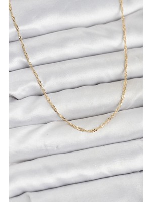 Bazarhane cm 14K Gold Renk Pirinç Ezme Burgu Model Kadın Kolye