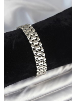 Bazarhane 316L Çelik Gümüş Renk 12 mm Kalınlık Erkek Bileklik