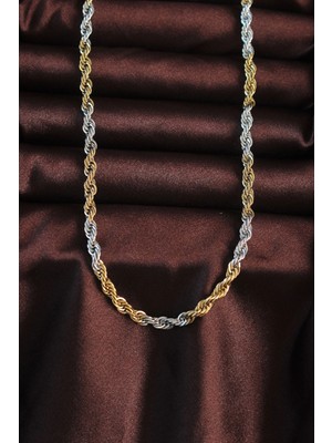 AyrStore Buğz 316L Çelik Çift Renk Burgu Tasarımlı Kolye