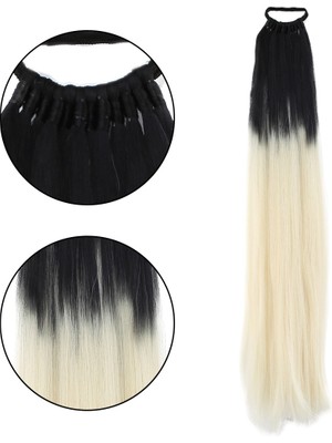 Kaia Life Lastik Tokalı At Kuyruğu Düz / Siyah / Platin Ombre