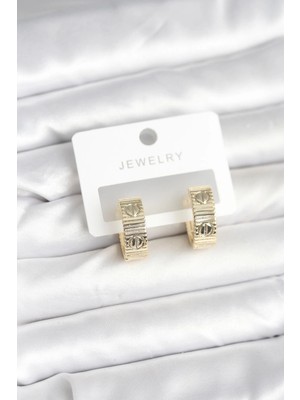 Bazarhane Pirinç Gold Renk Halka Kadın Küpe