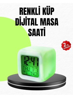 AyrStore Buğz Gece Lambası Fonksiyonlu Renk Değiştiren LED Küp Dijital Saat