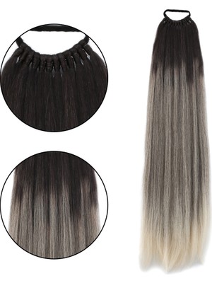 Kaia Life Lastik Tokalı At Kuyruğu Düz / Kumral / Beyaz Platin Ombre