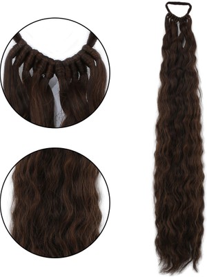 Kaia Life Lastik Tokalı At Kuyruğu Kabarık Afro Dalgalı / Kızıl Kahve