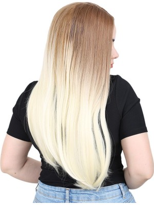 Kaia Life Fiber Sen Uzun Düz Peruk / Balköpüğü / Platin Ombreli