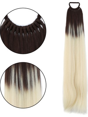 Kaia Life Lastik Tokalı At Kuyruğu Düz / Kumral / Platin Ombre