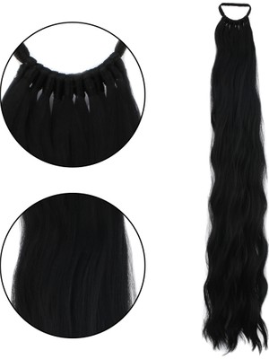 Kaia Life Lastik Tokalı At Kuyruğu Su Dalgalı  / Siyah