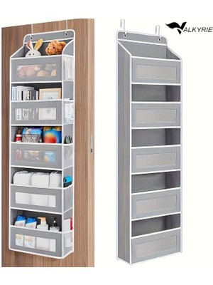 Valkyrie Kapı Arkası Organizer 5 Cepli Askılı Dolap Düzenleyici Çok Amaçlı Kapı Arkası Raf 20KG Taşıma Gri