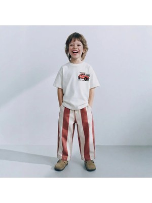 La'ciel Paris %100 Pamuk Cars Tişört ve Çizgili Kanvas Pantolon