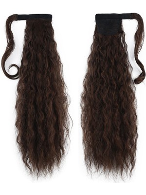 Kaia Life Bağlamalı Kabarık Dalgalı At Kuyruğu / Kahve Karamel