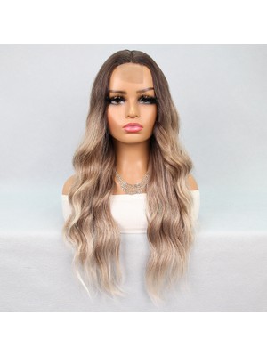 Kaia Life Kumral Platin Ombre Balköpüğü Röfleli Tül Peruk