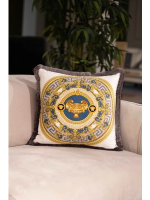 Adawall Beyaz Barok Tarzı Dekoratif Kırlent