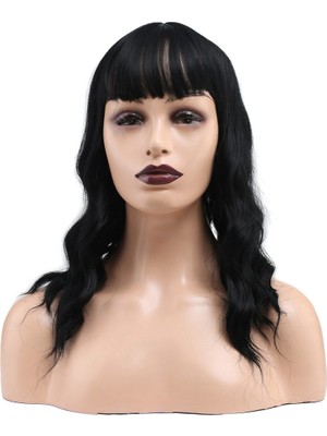 Kaia Life Dalgalı Kısa Perçemli Fiber Sen Peruk / Siyah