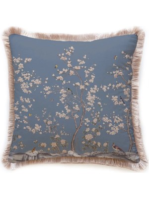 Adawall Mavi Çiçek Tasarımlı Dekoratif Kırlent