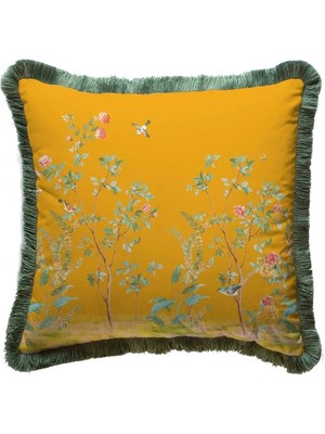 Adawall Sarı Çiçek Tasarımlı Dekoratif Kırlent