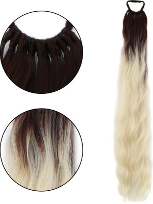 Kaia Life Lastik Tokalı At Kuyruğu Su Dalgalı / Kumral / Platin Ombre