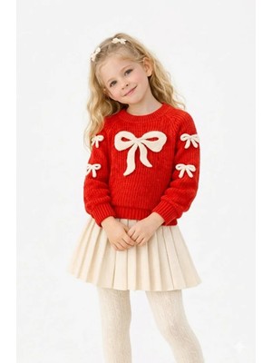 Mihrumay Kız Çocuk Fiyonklu Kazak & Etekli 2'li Takım