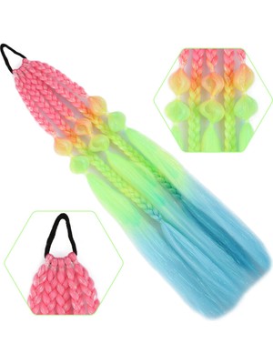 Kaia Life Bn ve Düz Salaş Örgülü Simli Lastikli At Kuyruğu / ACM05