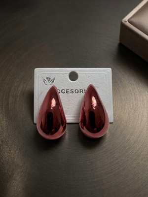 Meneva Aksesuar Pembe Altın Renk Kararmaz Damla Küpe