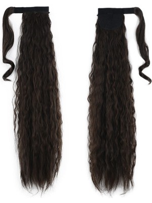 Kaia Life Bağlamalı Kabarık Dalgalı At Kuyruğu / Açık Kahve