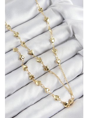 AyrStore Buğz Pirinç Zirkon Taşlı Kalp Model Gold Renk Y Kolye
