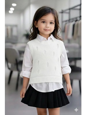 Mihrumay Kız Çocuk Yırtıklı Desenli Süveter