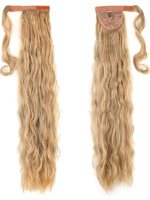 Kaia Life Bağlamalı Kabarık Dalgalı At Kuyruğu / Karamel Platin Röfleli