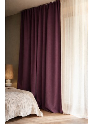 Ran Perde Blackout Fon Perde - Mürdüm - Pilesiz Düz Dikim - MOER54