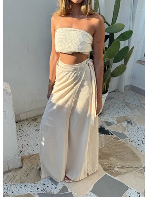 Butik Kadın Bağlamalı Beli Yırtmaçlı Maxi Etek