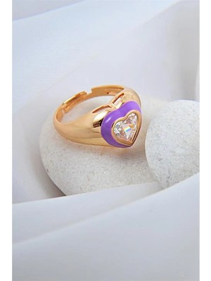 Euromoda Ayarlanabilir Zirkonium Taşlı Kalpli Ayarlanabilir Yüzük