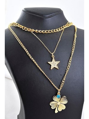 Euromoda Yonca Tasarımlı Nazarlık Figürlü 3lü Kolye Seti