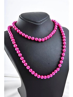 Euromoda Pembe Uzun Inci Taşlı Incili Kolye