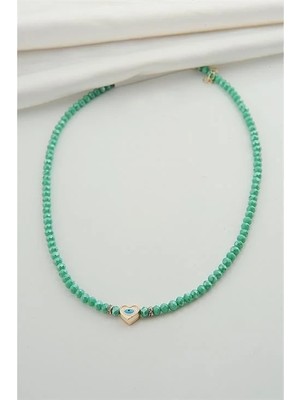 Euromoda Kalp Tasarımlı Nazar Figürlü Boncuklu Kolye